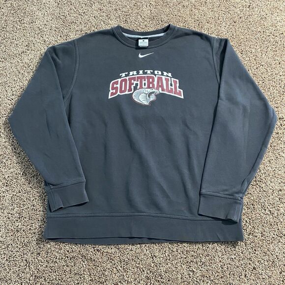 Nike Triton Softball Crewneck Sweatshirt Pull Over Size Large Unisex Gray - Picture 1 of 6